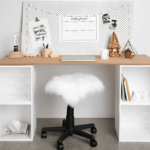 modern study desk with storage box